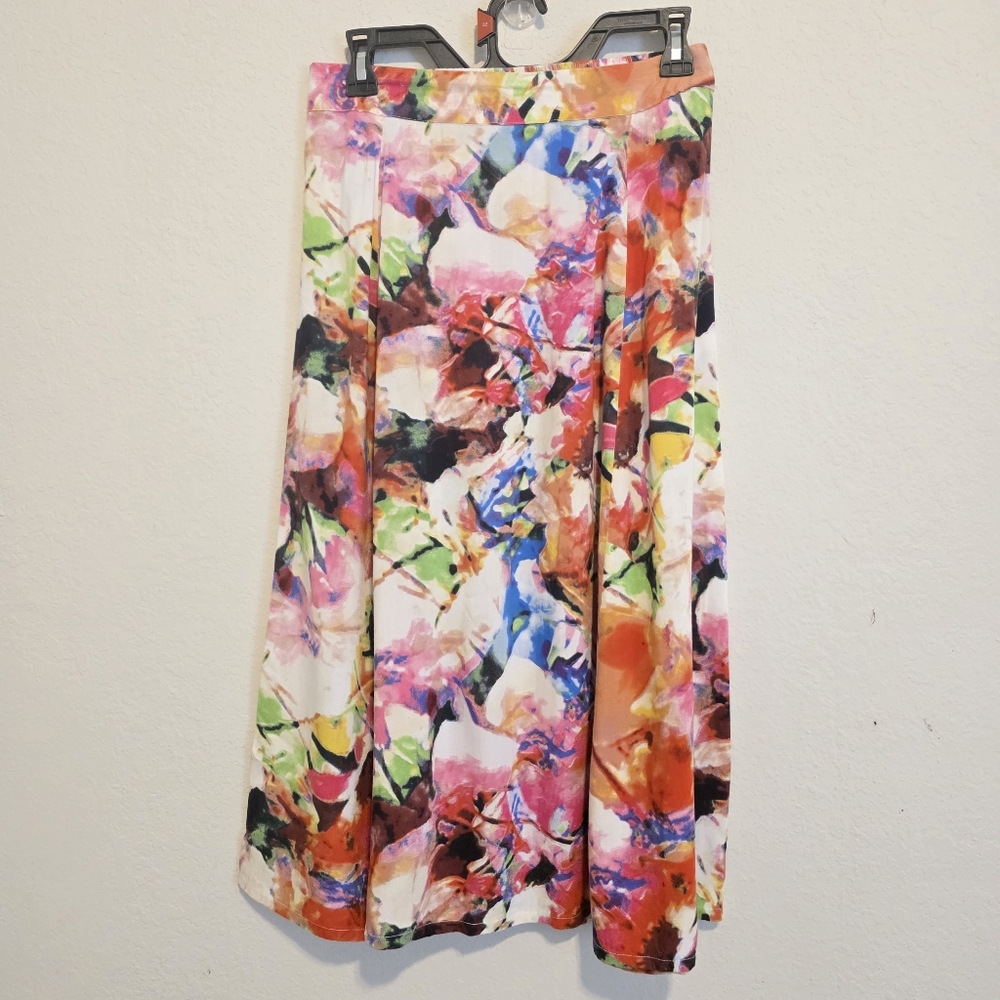 VTG Boca Bay Midi Skirt Cottage-Core Watercolor Fairy Festival Boho Women's PM